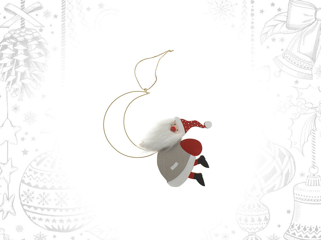 PENDENTIF PERE NOEL METAL ROUGE LUNE PET cod. 9308624