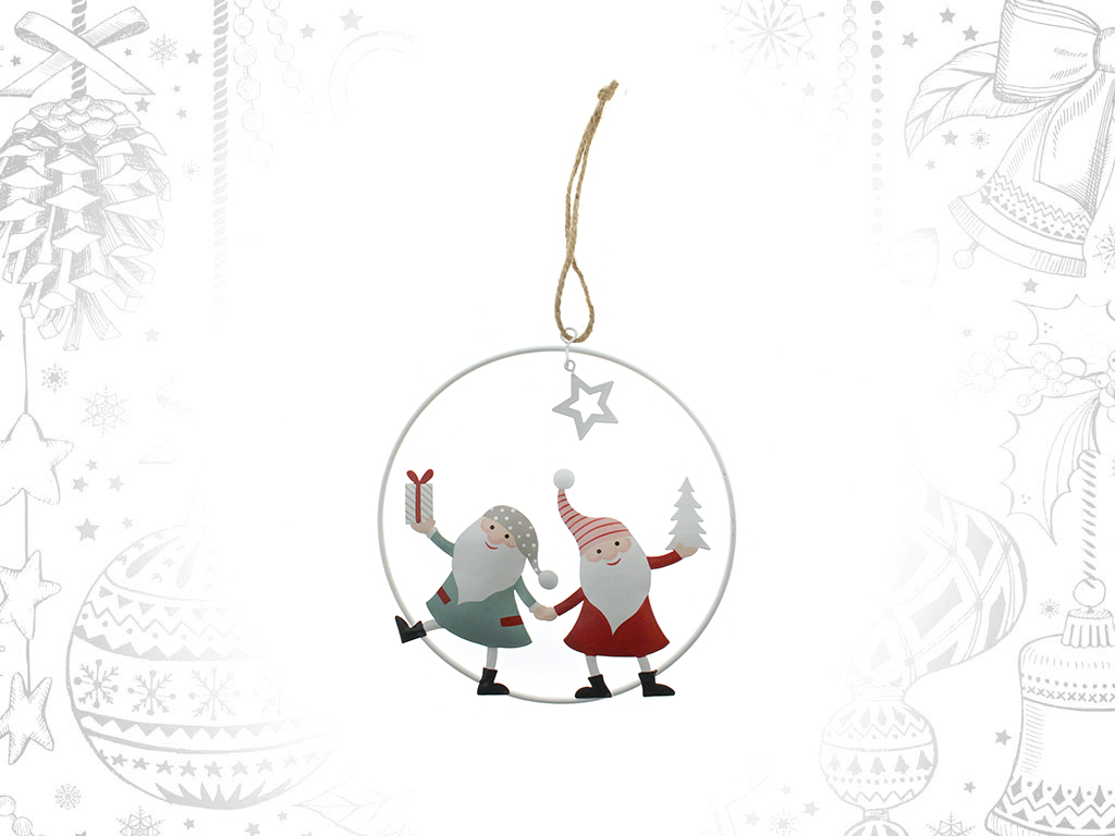 METAL SANTAS RED/BLUE HANGING DECORATION cod. 9308666