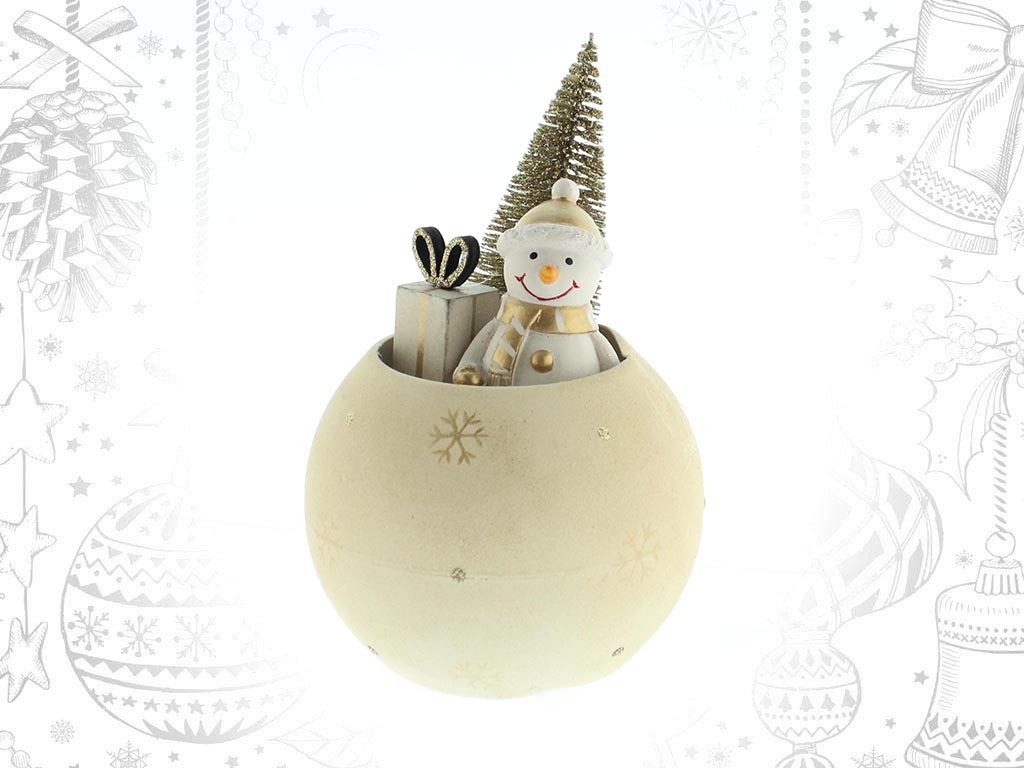 BOLA BONECO NEVE METAL DOURADA cod. 9309539