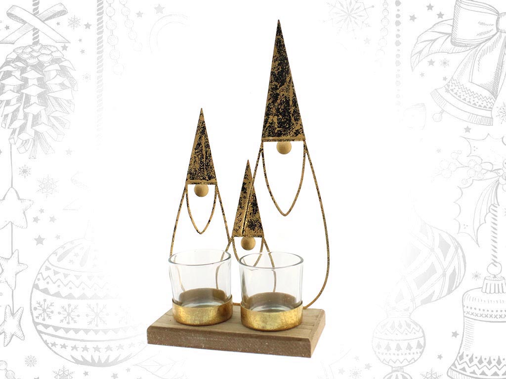 3 GOLDEN SANTA CANDLE HOLDER cod. 9309556