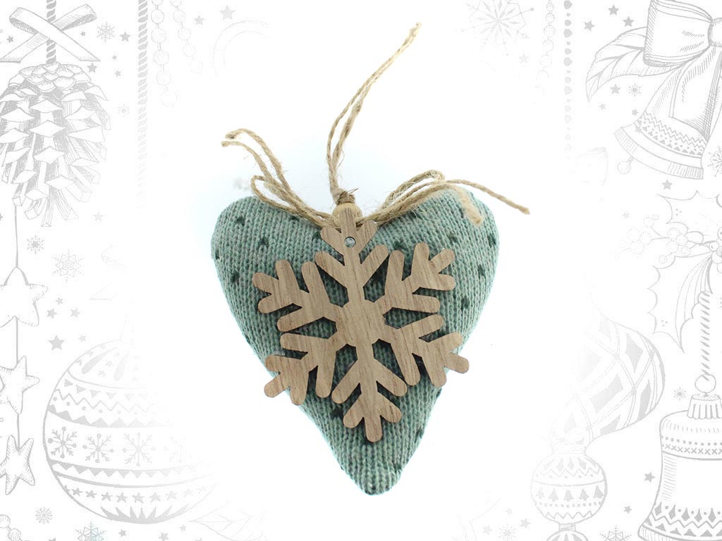 ORNAMENTO CORAÇAO FLOCO NEVE VERDE cod. 9309602