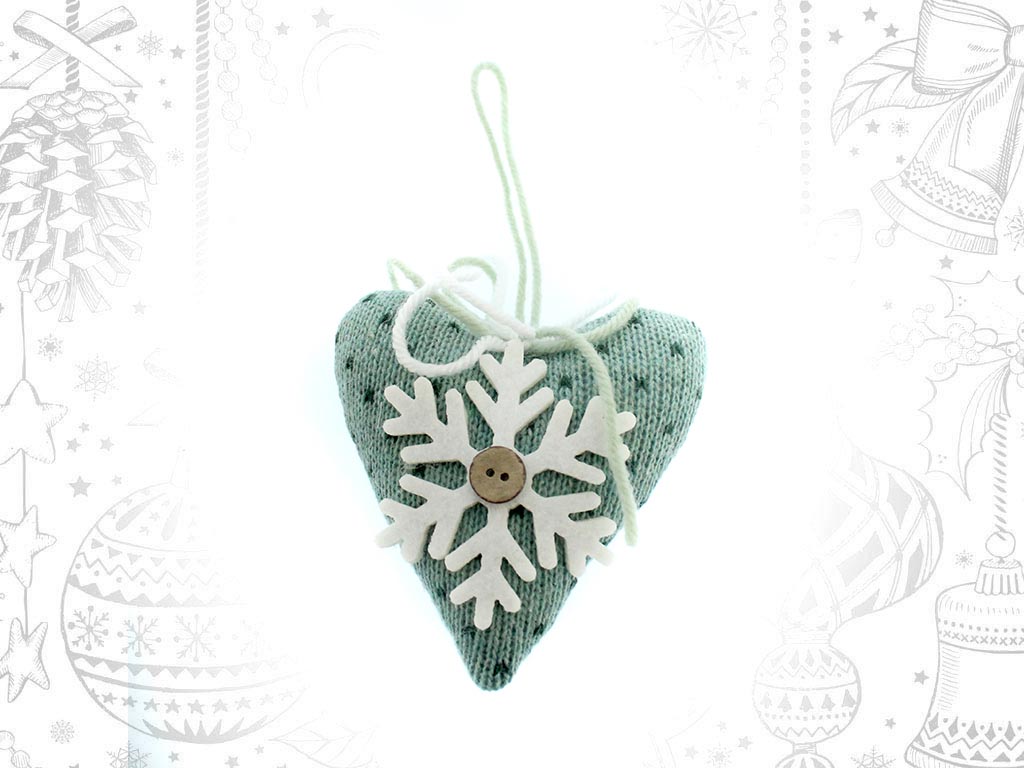 ORNAMENTO CORAÇAO FLOCO NEVE VERDE cod. 9309605