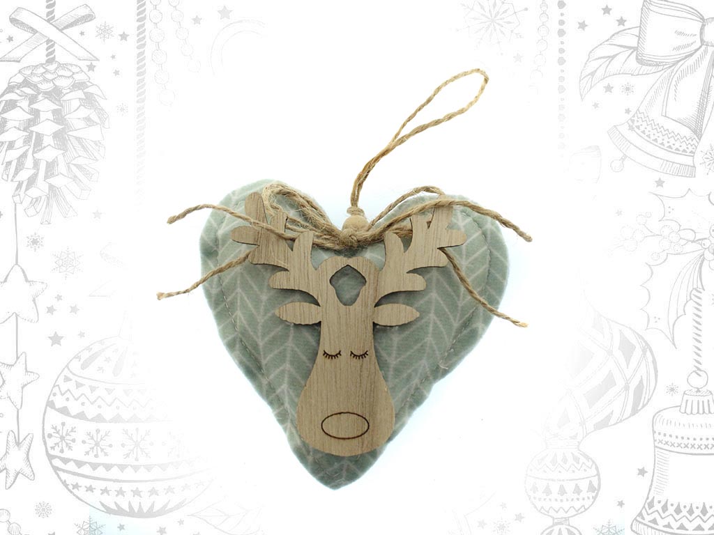 GREEN REINDEER HEART ORNAMENT cod. 9309608