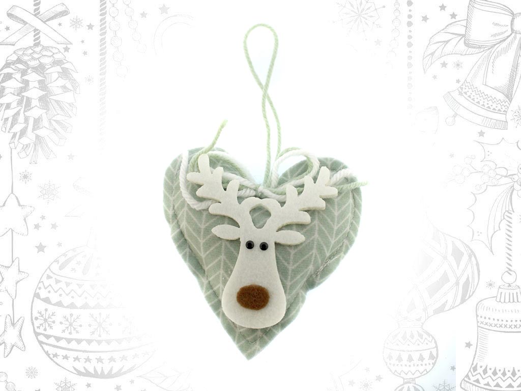 GREEN REINDEER HEART ORNAMENT cod. 9309611