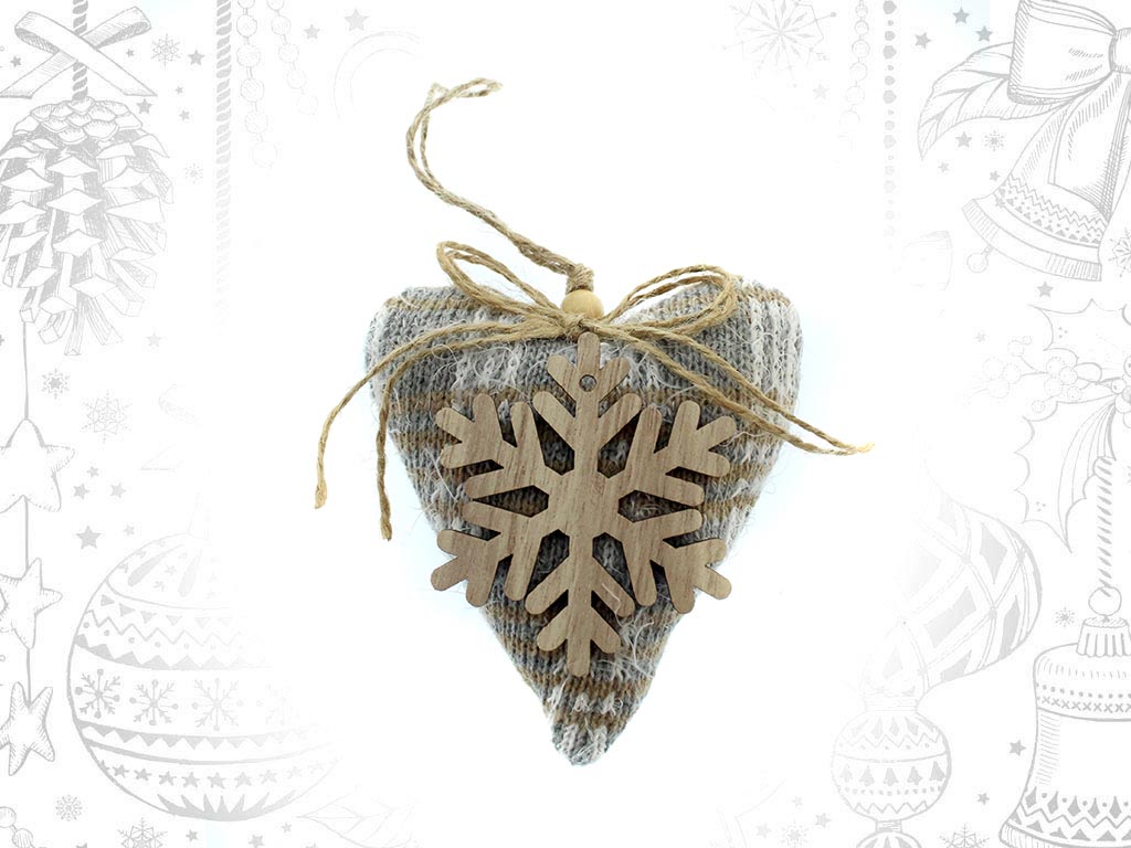 GRAY SNOWFLAKE HEART ORNAMENT cod. 9309670