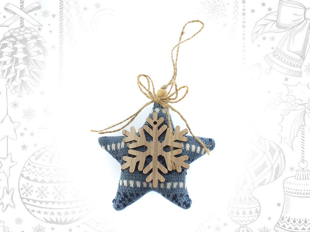 ORNAMENTO ESTRELA FLOCO NEVE AZUL cod. 9309684