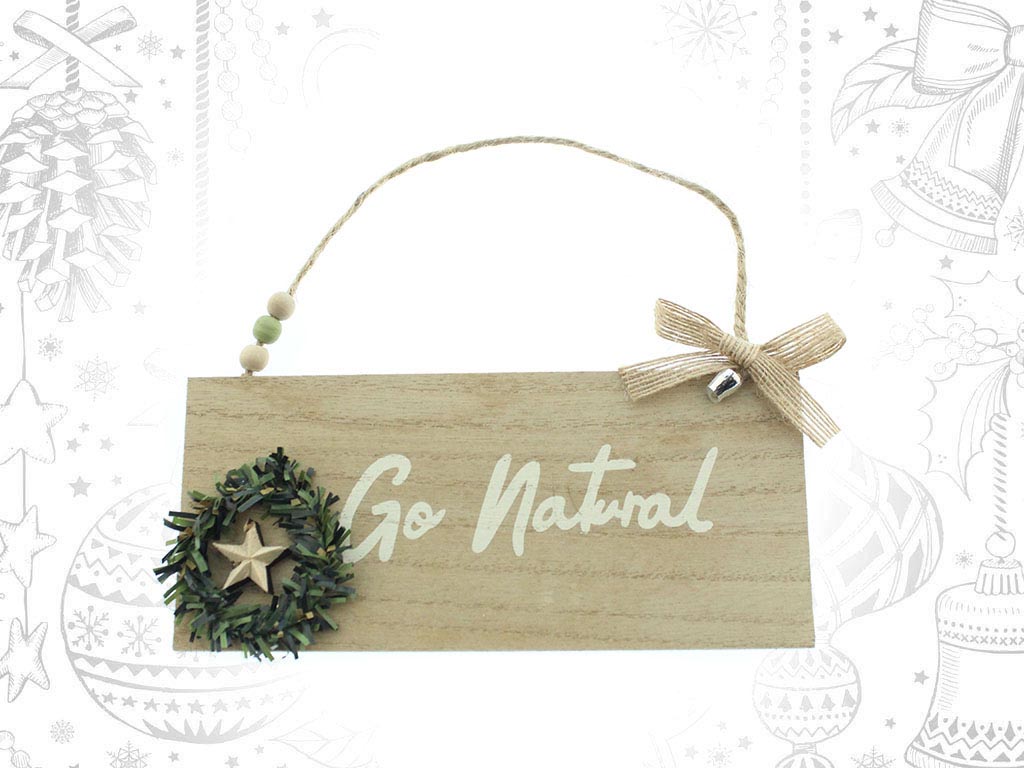 GO NATURAL RECT. WOODEN ORNAMENT cod. 9309823