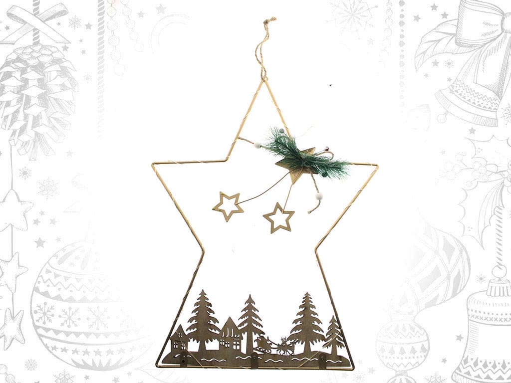 METAL STAR ORNAMENT W/LED cod. 9309839