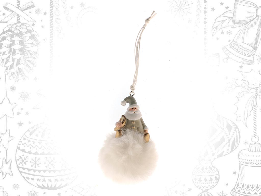 GREY SANTA WHITE BALL ORNAMENT cod. 9309987