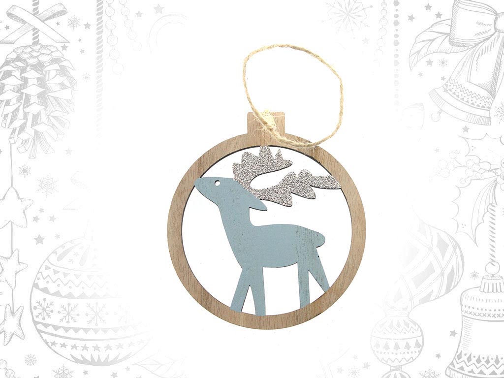 BLUE REINDEER ROUND ORNAMENT cod. 9310427