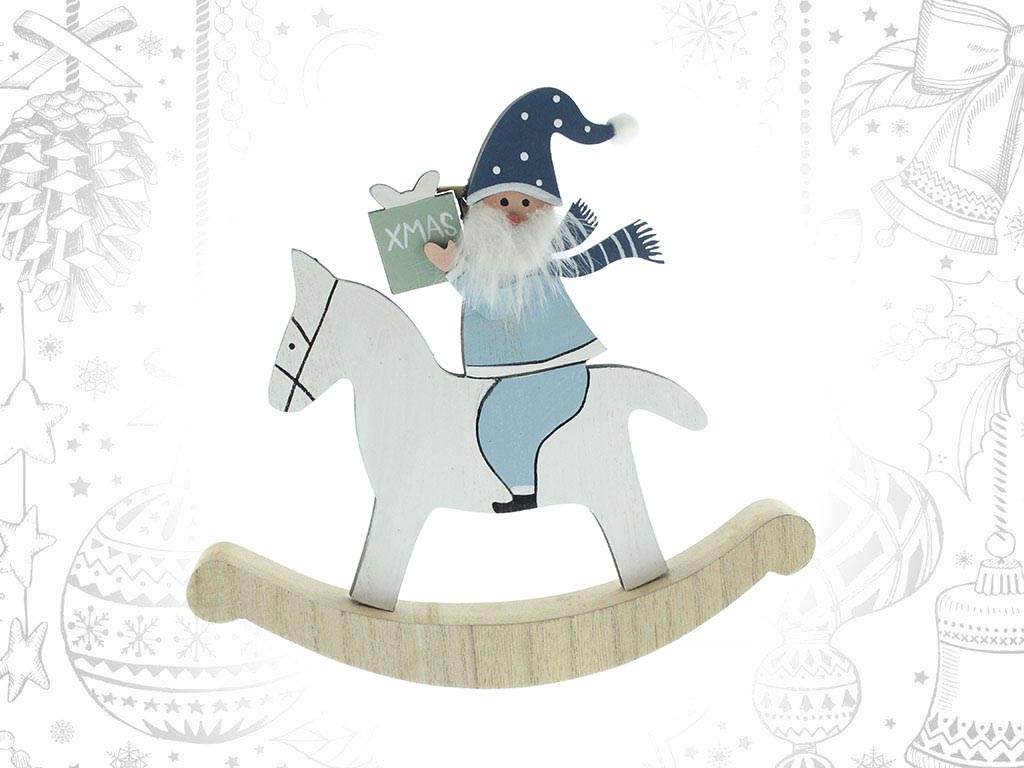 LARGE BLUE SANTA ROCKING HORSE cod. 9310566