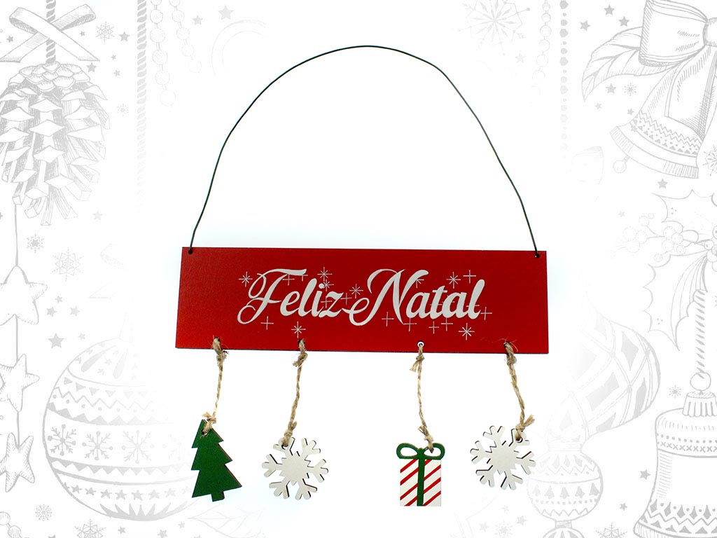 ORNAMENTO VERMELHO FELIZ NATAL cod. 9310799