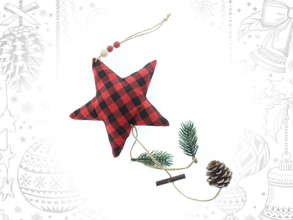 RED VICHY STAR ORNAMENT cod. 9310853