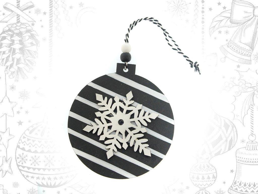 ORNAMENTO PALLA NERO FIOCCO DI NEVE cod. 9310875