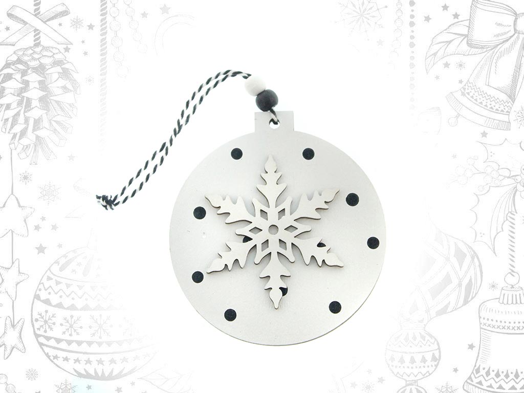 ORNAMENTO PALLA FIOCCO DI NEVE BIANCA cod. 9310876