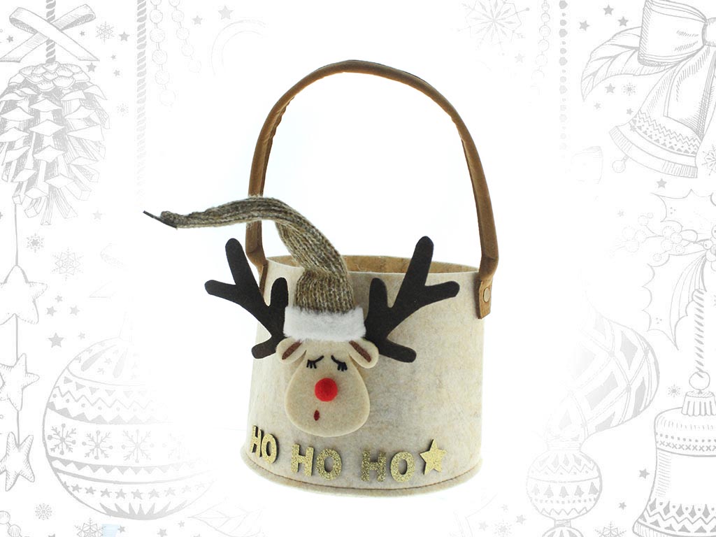 RND. SMALL BROWN REINDEER BASKET cod. 9310924