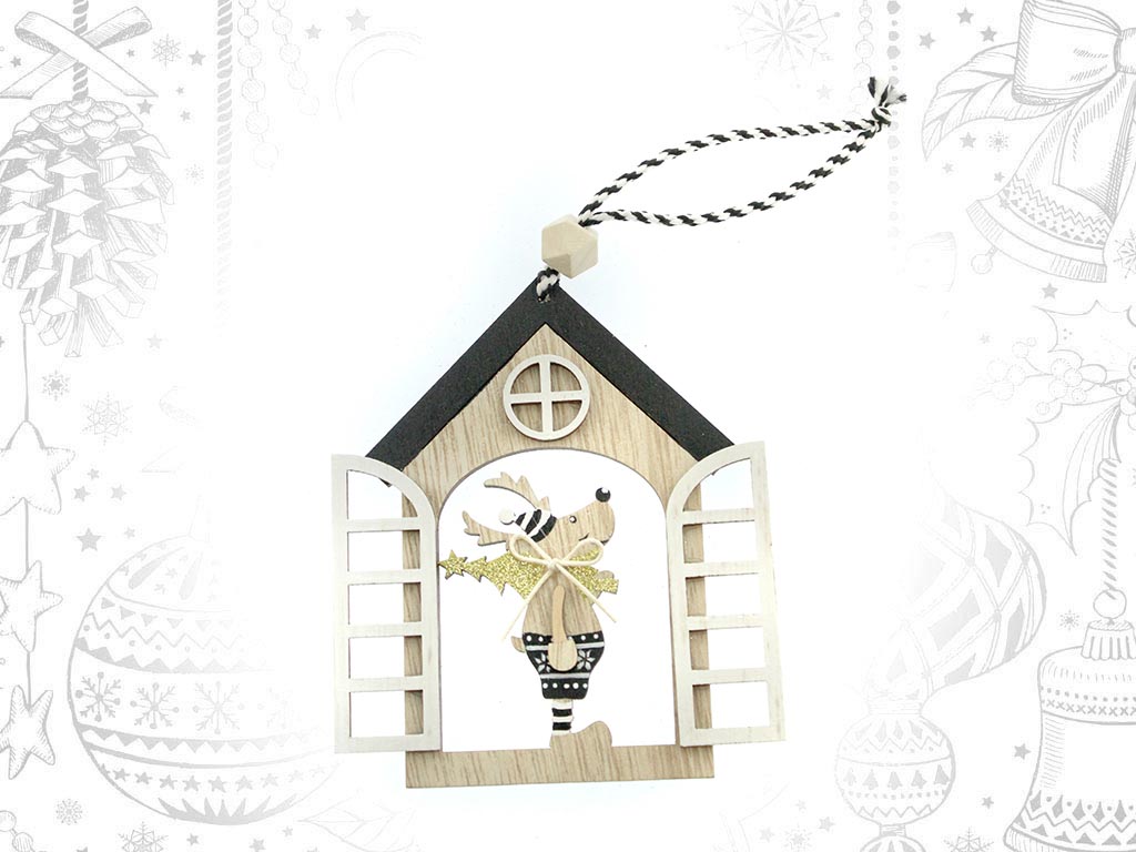 BLACK REINDEER HOME WINDOW ORNAMENT cod. 9310935