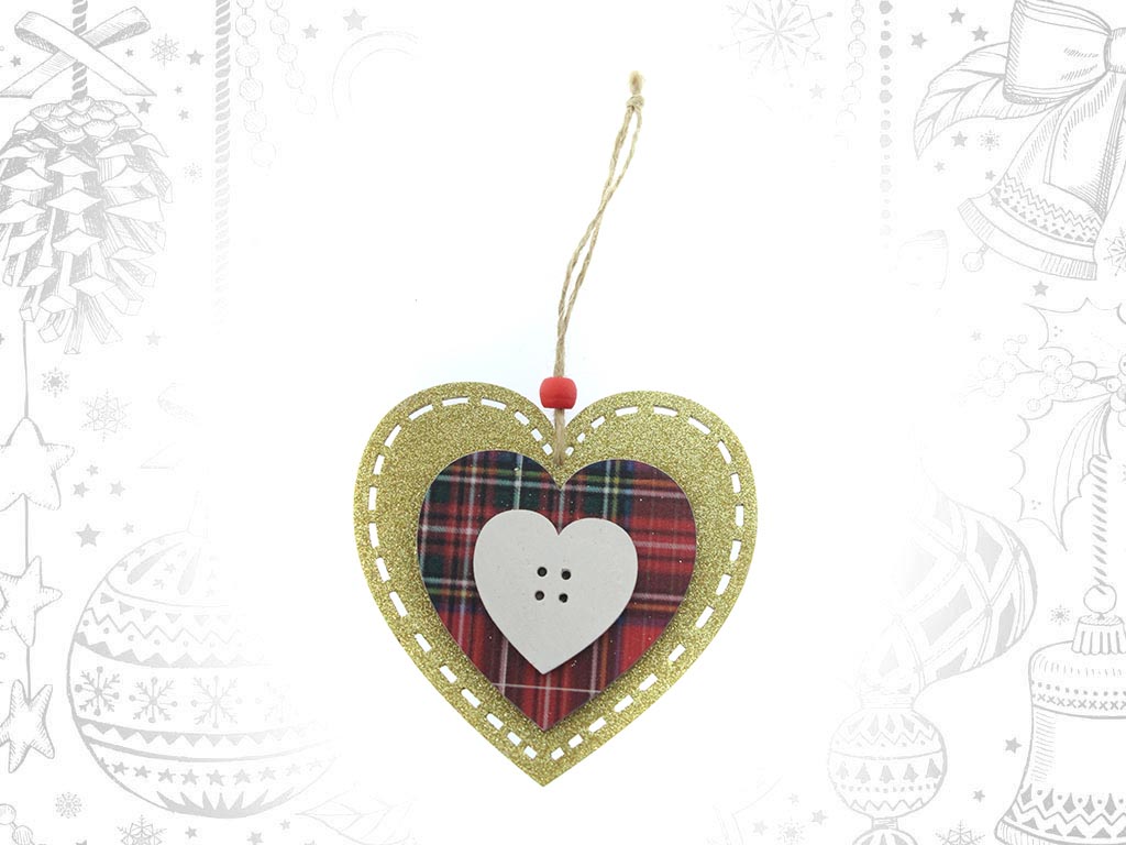 SMALL RED VICHY HEART ORNAMENT cod. 9310986