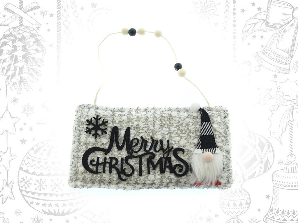 BLACK VICHY MERRY CHRISTMAS SANTA ORNA cod. 9311009