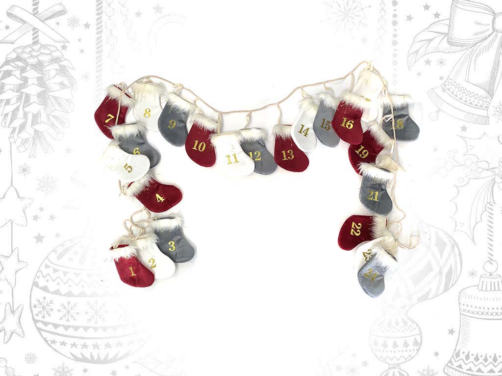 GUIRNALDA CALENDARIO ADVIENTO CALCETINES cod. 9311330