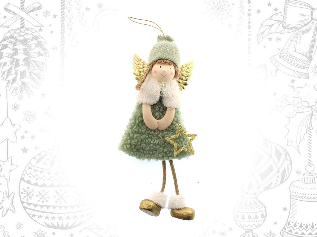 ORNAMENTO ANJO VERDE ESTRELA DOURADA cod. 9312405