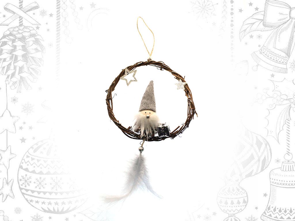 COLGANTE CIRCULO SANTA GRIS PLUMAS cod. 9312534