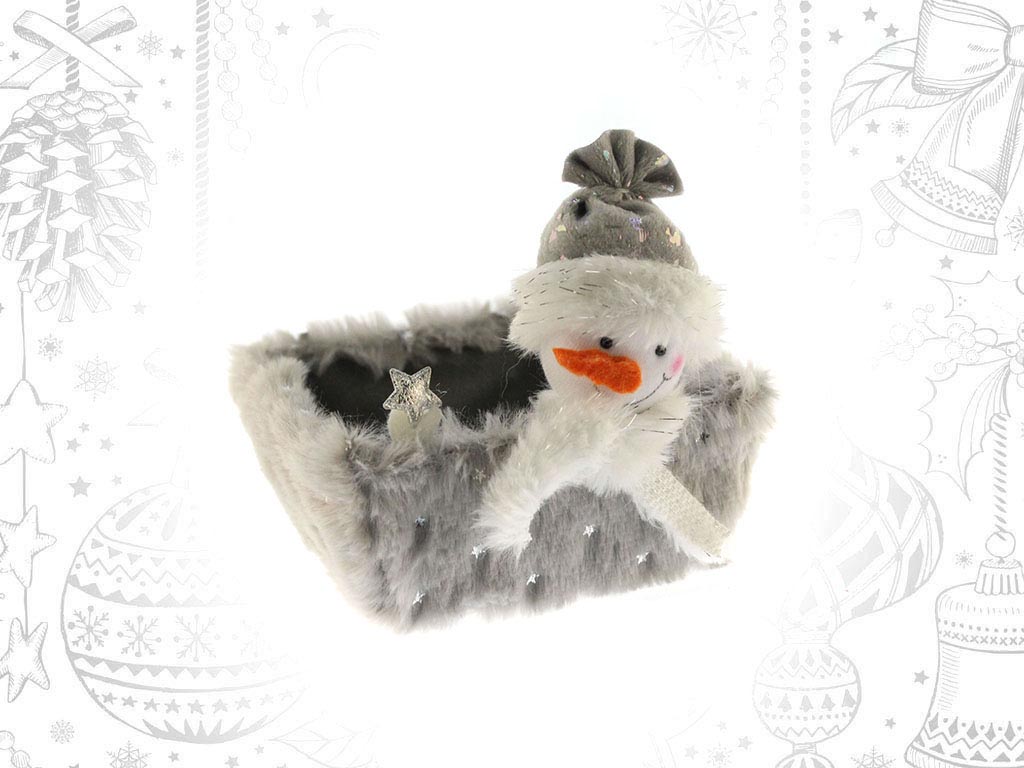 GRAY-SILVER SNOWMAN PLUSH BOX MED. cod. 9313033