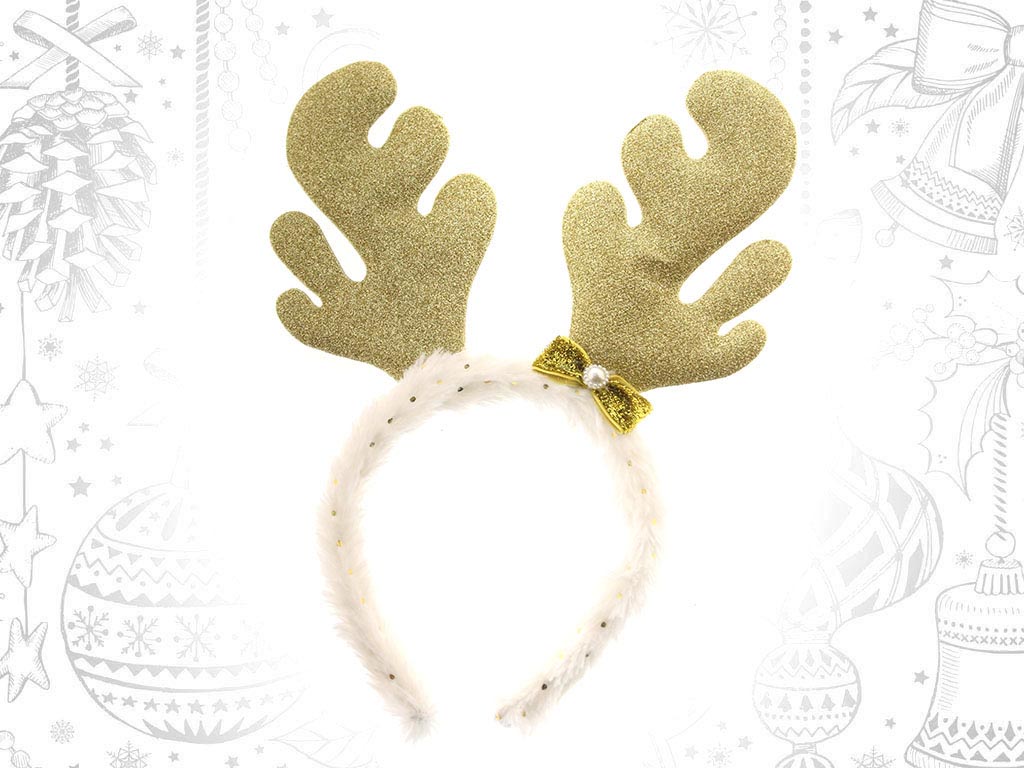 WHITE-GOLDEN REINDEER HEADBAND cod. 9313047