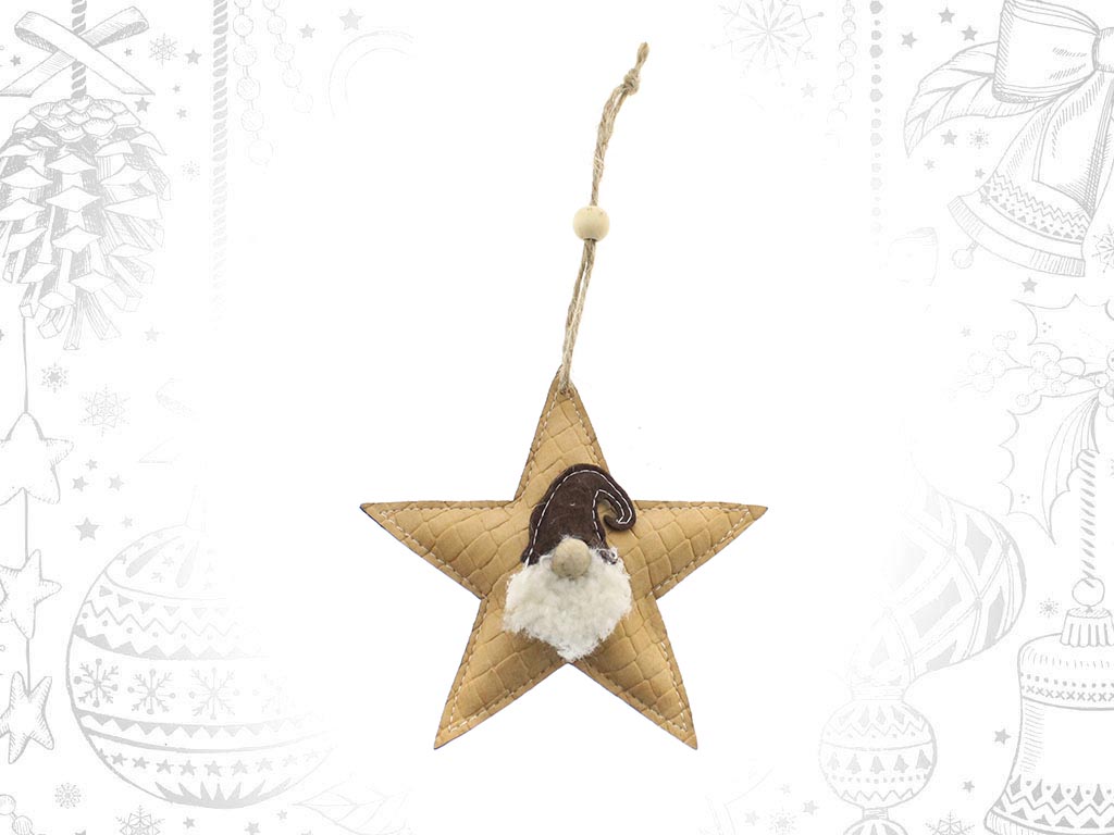 ORNAMENTO ESTRELA C/ PAPAI NOEL CASTANHO cod. 9313325