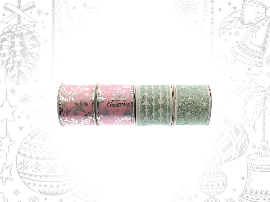 4-ASSTD. GREEN-PINK CHRISTMAS RIBBON cod. 9313862