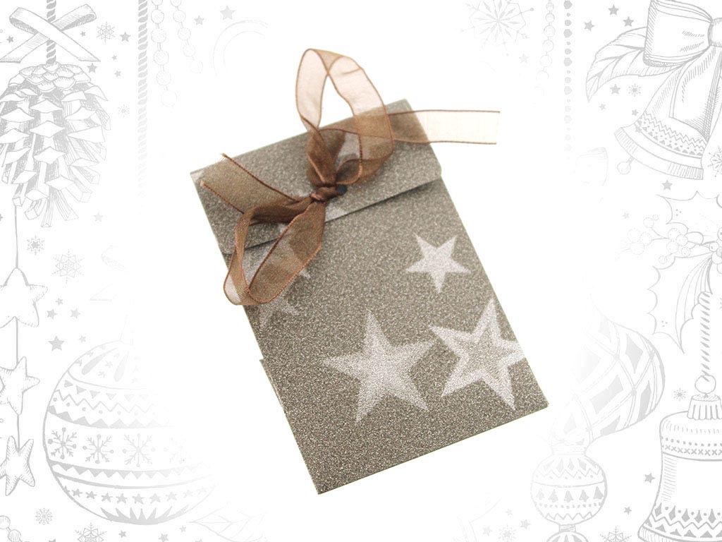 BOLSA GLITTER ESTRELAS MARRONS C/FITA cod. 9314000