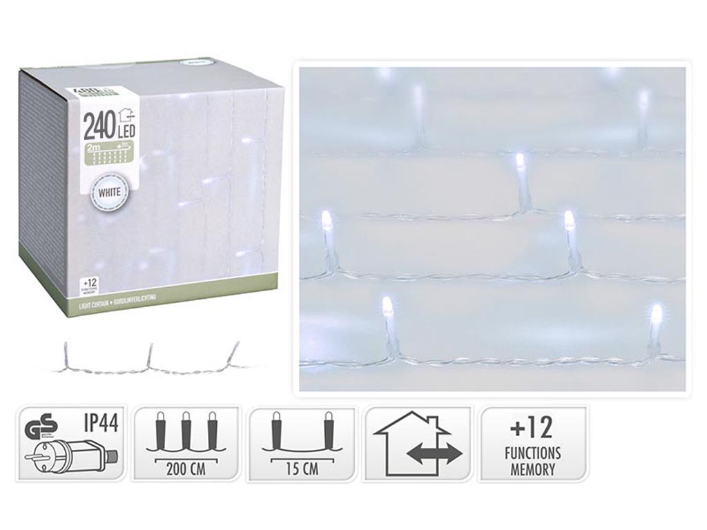 CORTINA 225X150CM. 240 LED BRANCO FRIO cod. 9314210