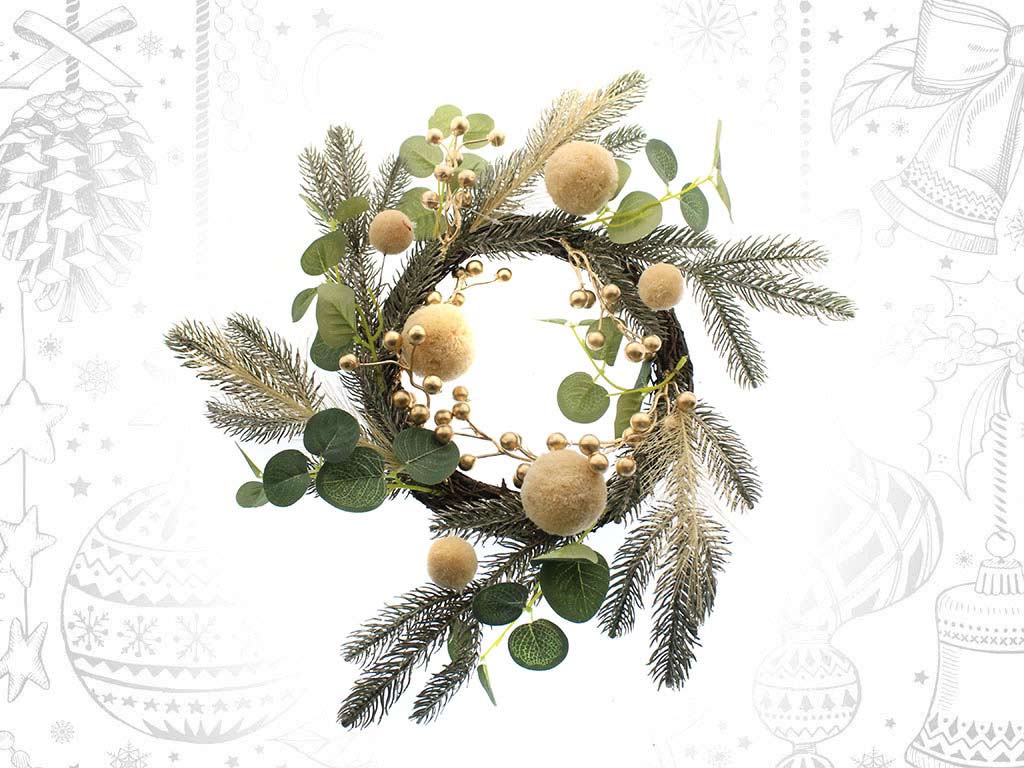 GOLDEN BERRIES FLOWERS WREATH cod. 9314419