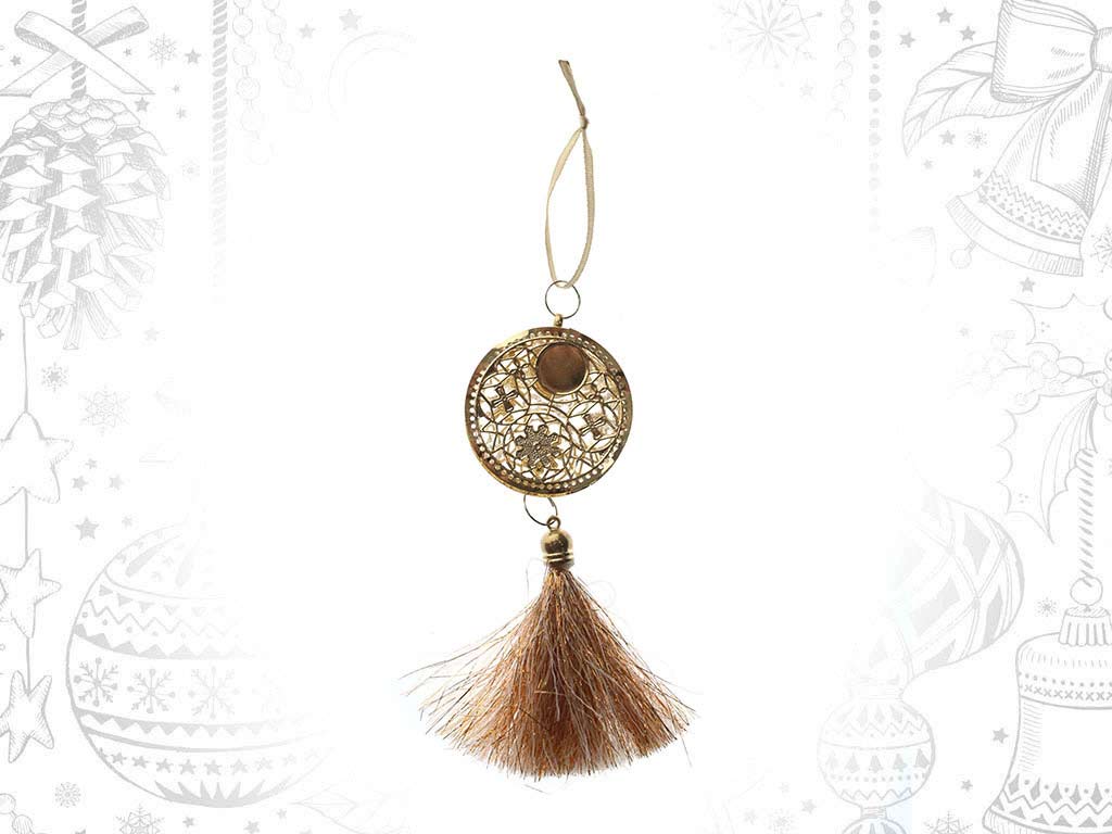 GOLD CHAMPAGNE POMPOM ORNAMENT cod. 9314577