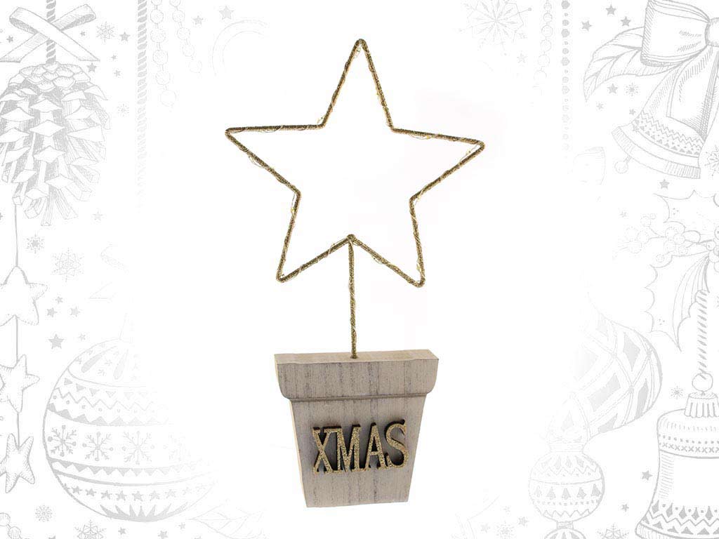 VASO ESTRELA LEDS DOURADO cod. 9314623