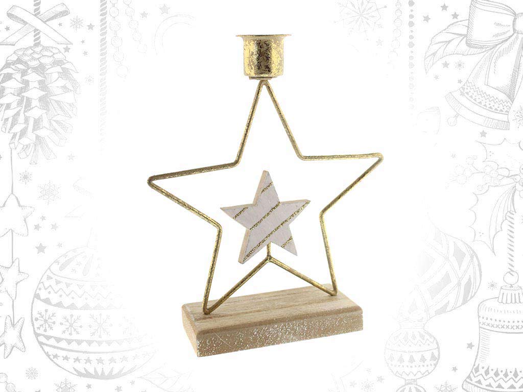 PORTA-VELAS METAL ESTRELA DOURADA cod. 9314632