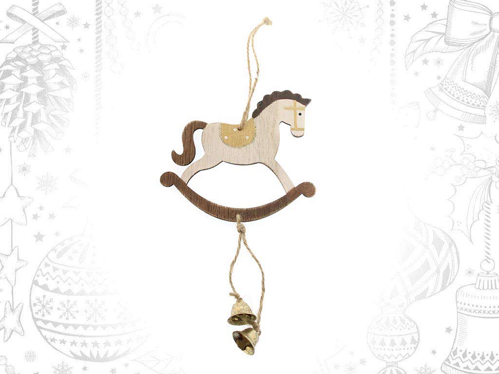 GOLD SLEIGH BELL HORSE ORNAMENT cod. 9314646