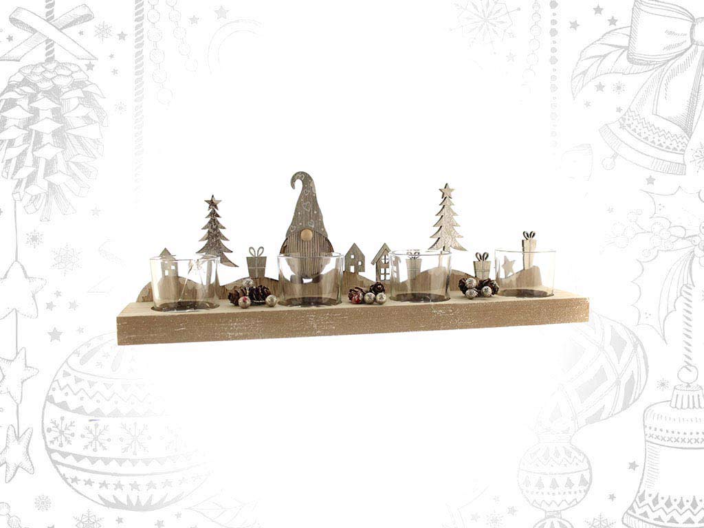 SILVER SANTA CANDLE HOLDER STAND cod. 9314676
