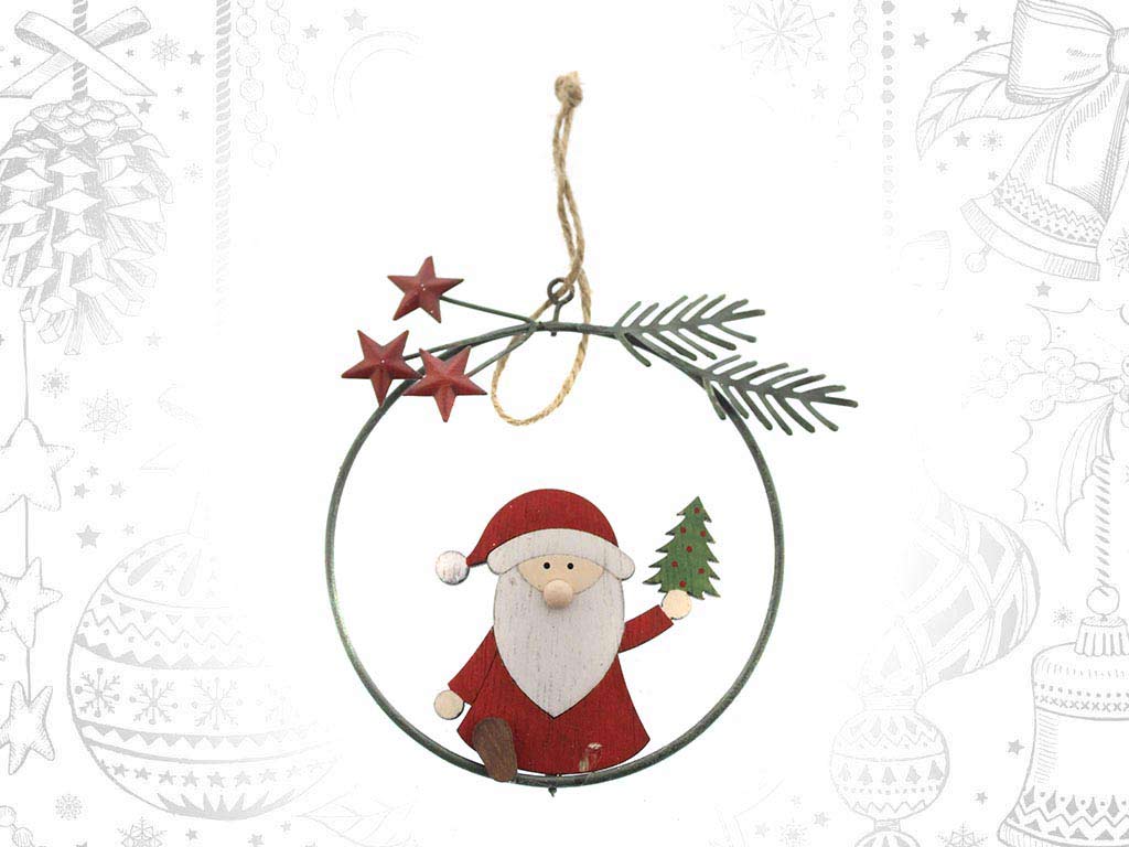 ORNAMENTO CÍRCULO METAL PAI NATAL VERMEL cod. 9314688