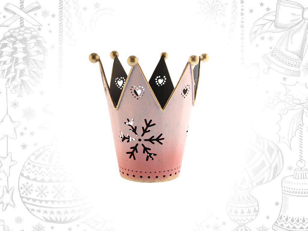 PORTA-VELAS METAL COROA ROSA&DOURADO cod. 9314772