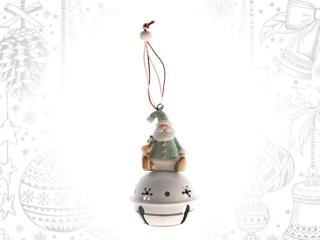 GREEN SANTA SLEIGH BELL ORNAMENT cod. 9314951