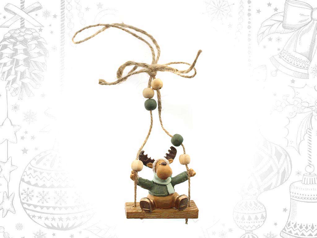 GREEN REINDEER SWING ORNAMENT cod. 9314964