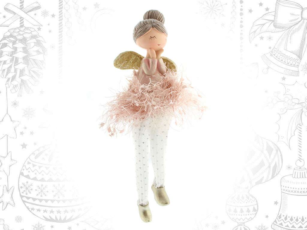 FIGURA ANGEL ROSA PIES COLGANDO cod. 9315007