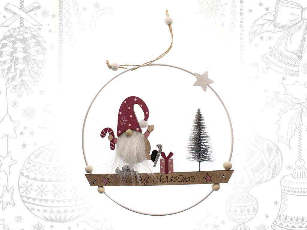 ORNAMENTO BABBO NATALE ROSA MERRY CHRIST cod. 9315015