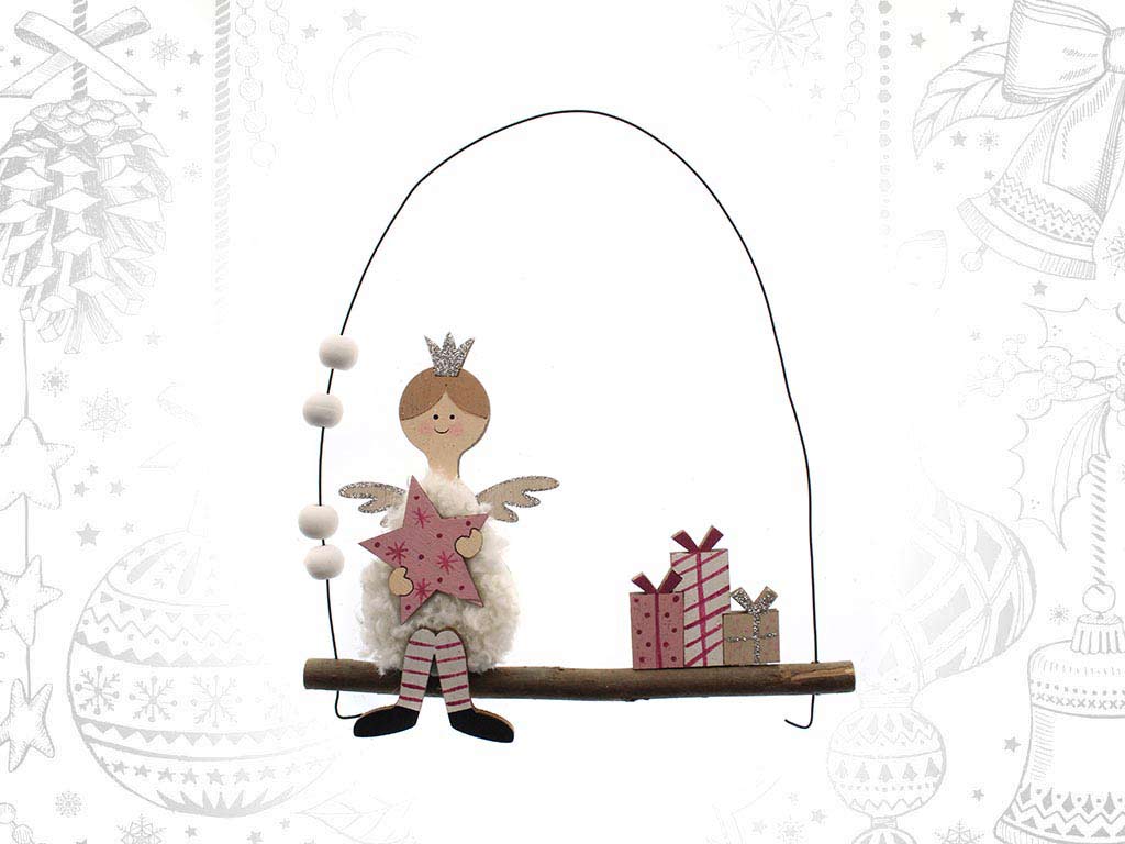 COLGANTE ANGEL MADERA SENTADO REGALOS cod. 9315037