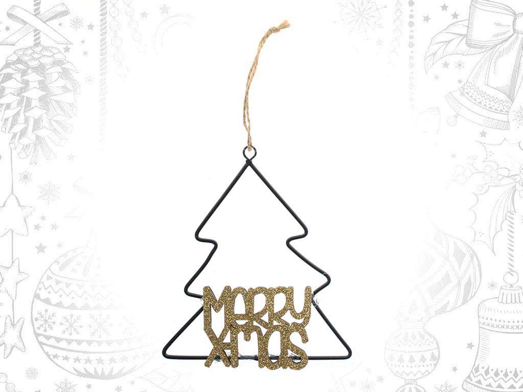 ORNAMENTO ARVORE MERRY XMAS DOURADO cod. 9315046