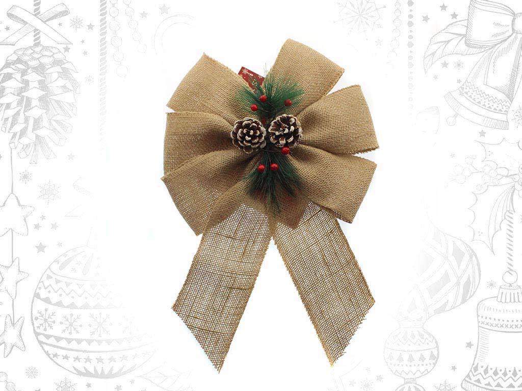 BROWN SANTAS SACK FABRIC BOW cod. 9315073