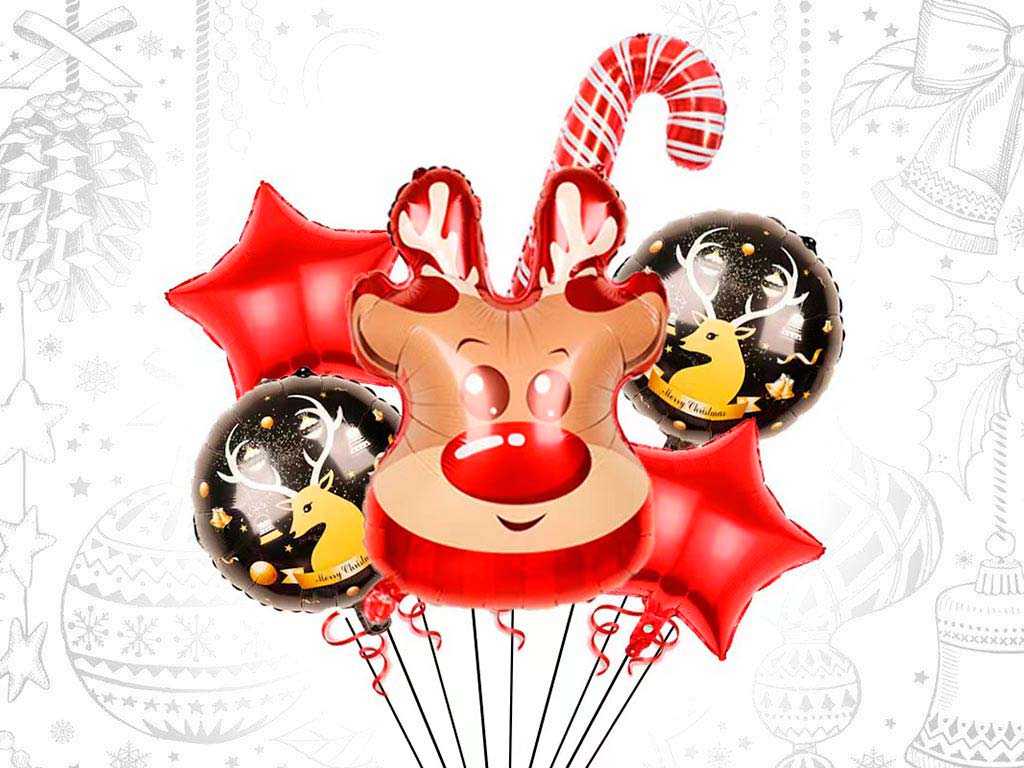 6 PARTY BALLOON SET REINDEER cod. 9315195