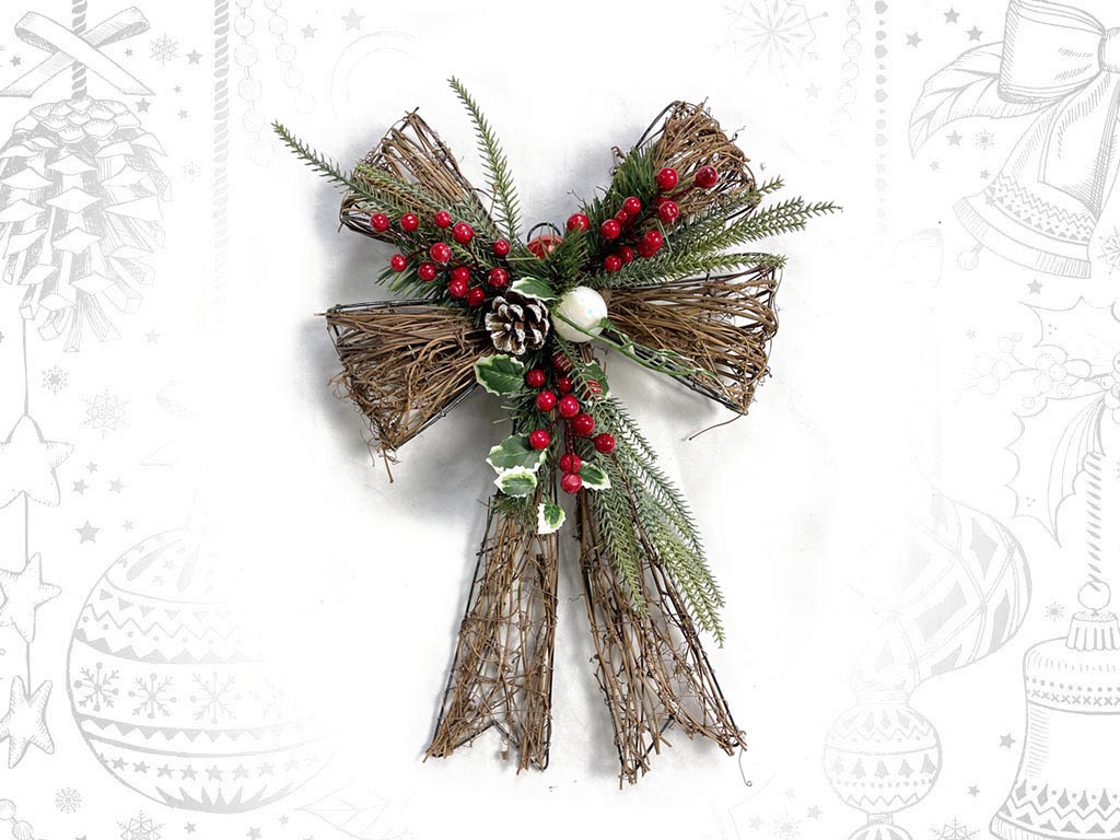 GREEN/RED BERRY/PINE HANGING BOW cod. 9315229