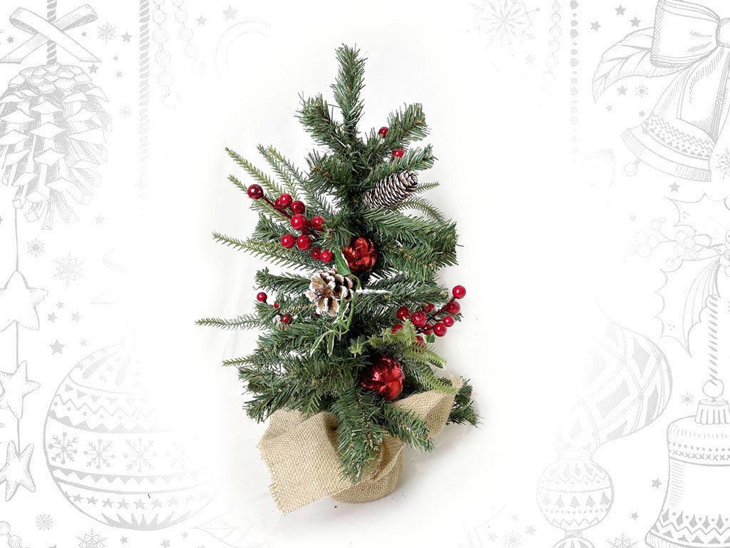 BERRIES/PINES GREEN/RED TABLE TREE cod. 9315230